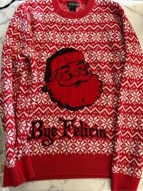 Friday 🎥 “Bye Felicia” 🎅🏿 Crewneck Holiday Sweater with Santa Motif